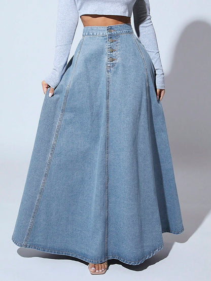 High Waist Flare Denim Skirt - NZC Apparel: Nashz Couture