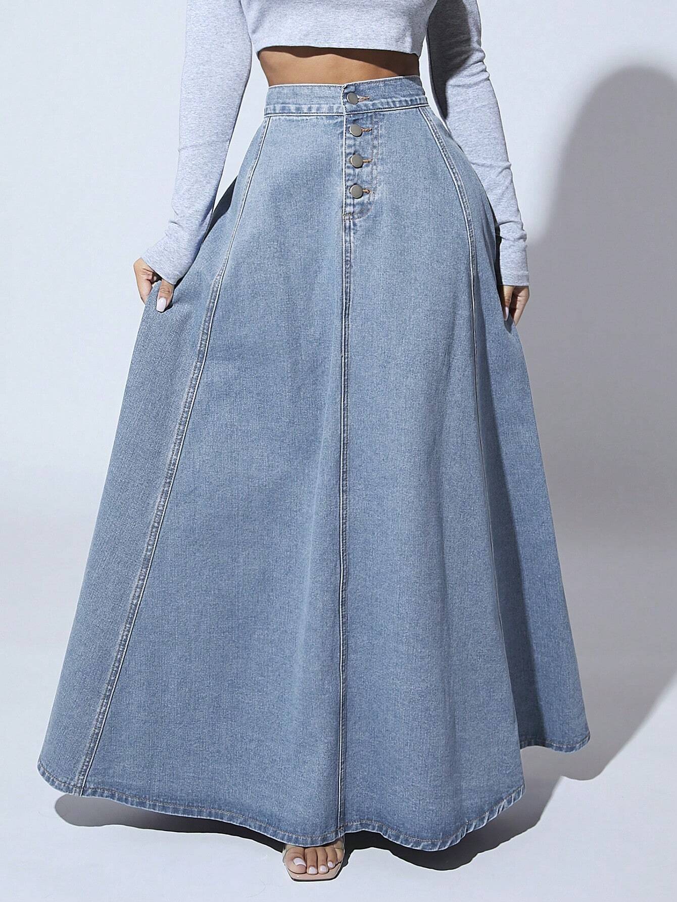 High Waist Flare Denim Skirt - NZC Apparel: Nashz Couture