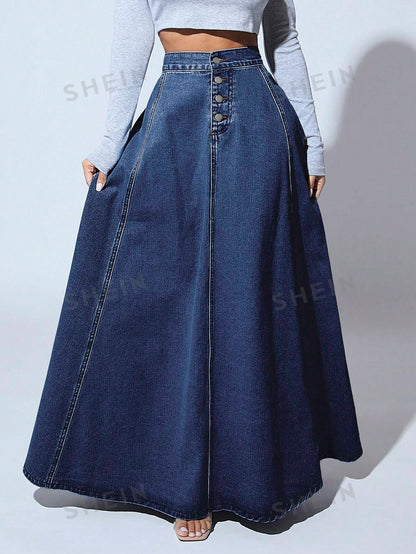 High Waist Flare Denim Skirt - NZC Apparel: Nashz Couture