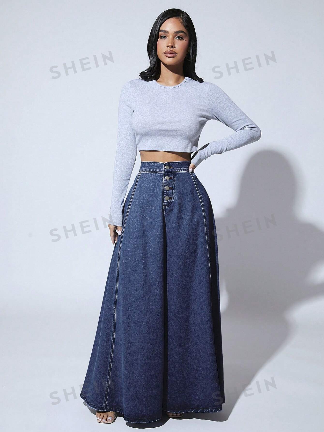 High Waist Flare Denim Skirt - NZC Apparel: Nashz Couture