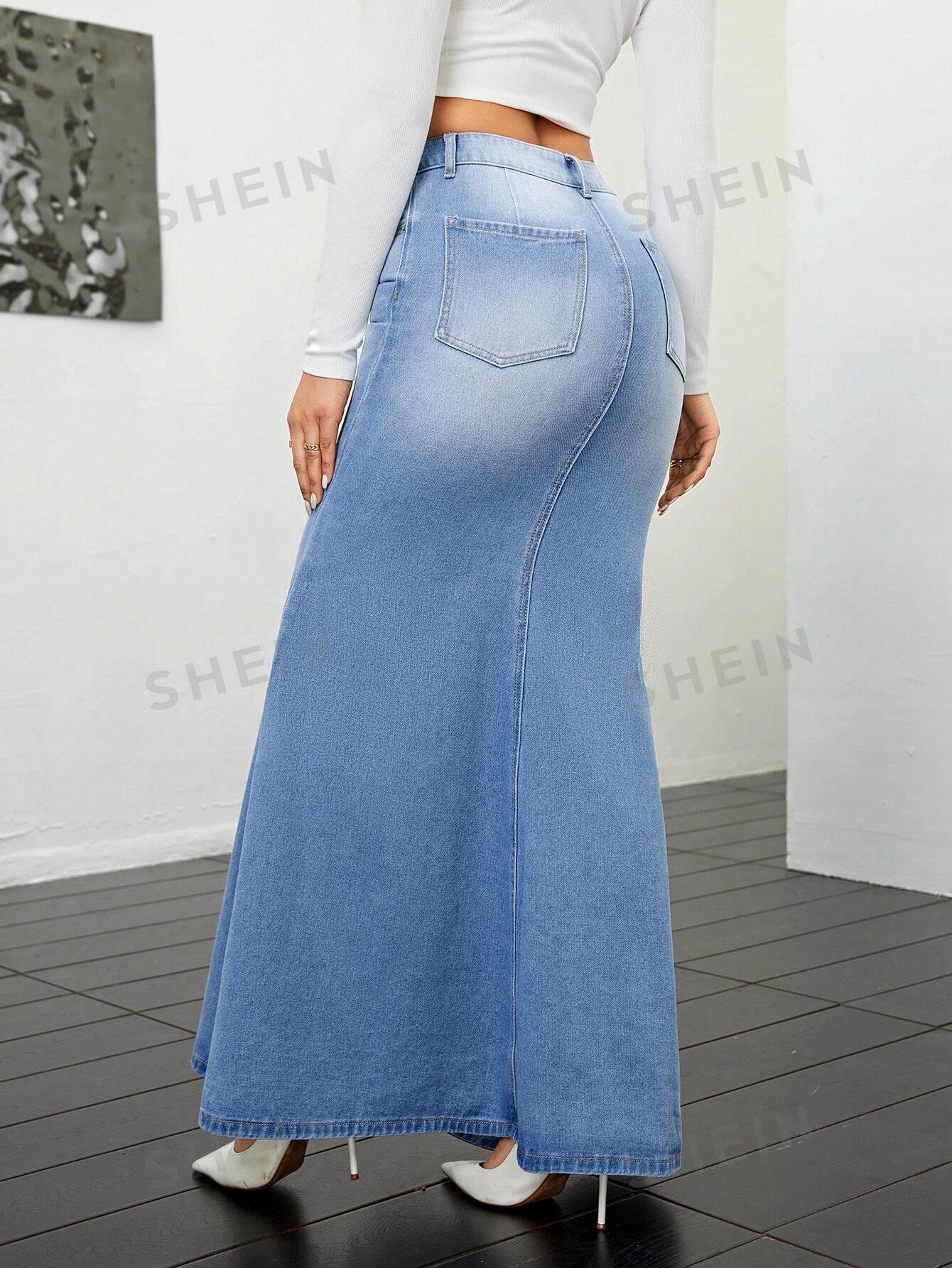 Women'S Blue Denim Mermaid Tail Skirt - NZC Apparel: Nashz Couture