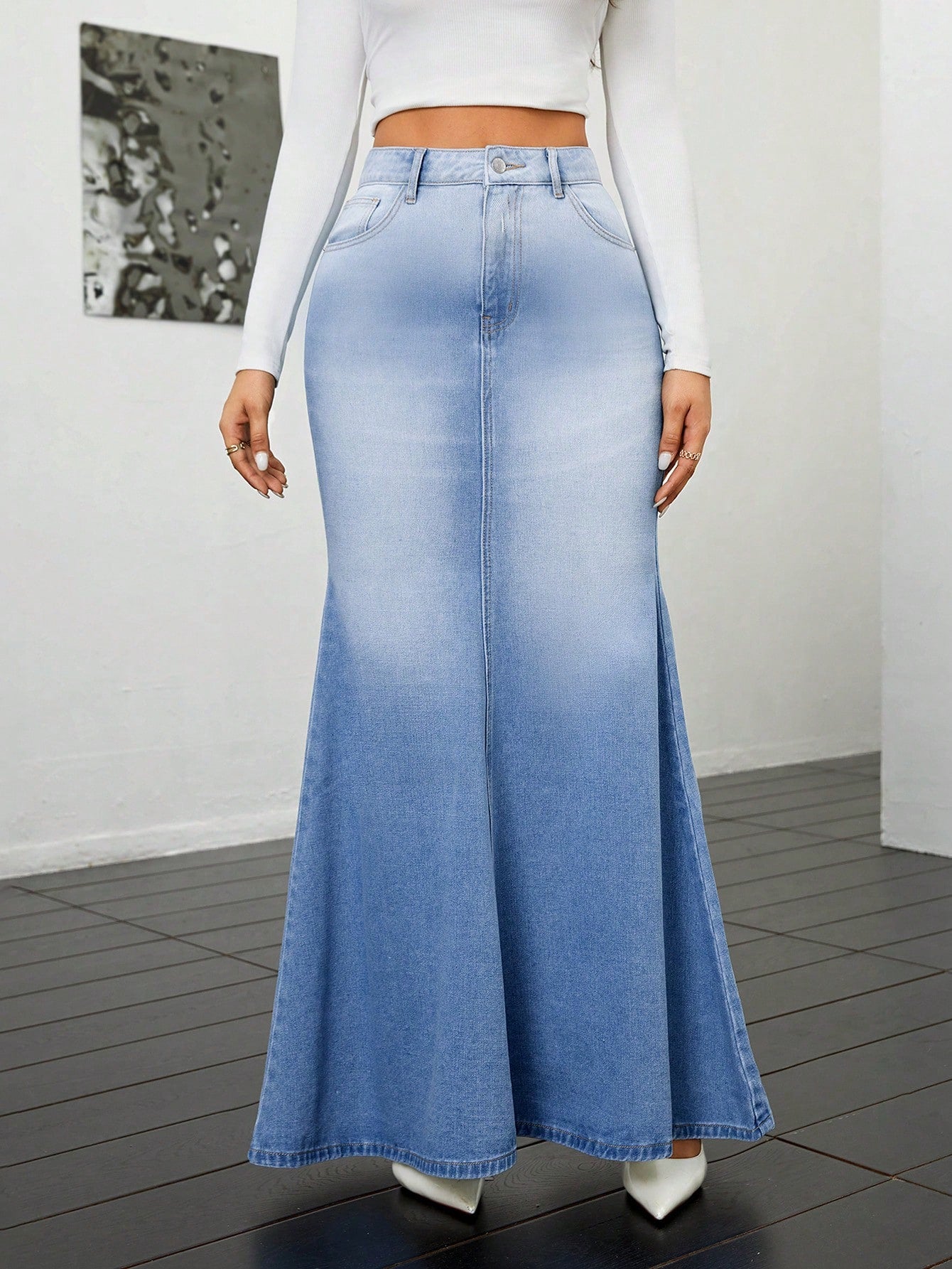 Women'S Blue Denim Mermaid Tail Skirt - NZC Apparel: Nashz Couture