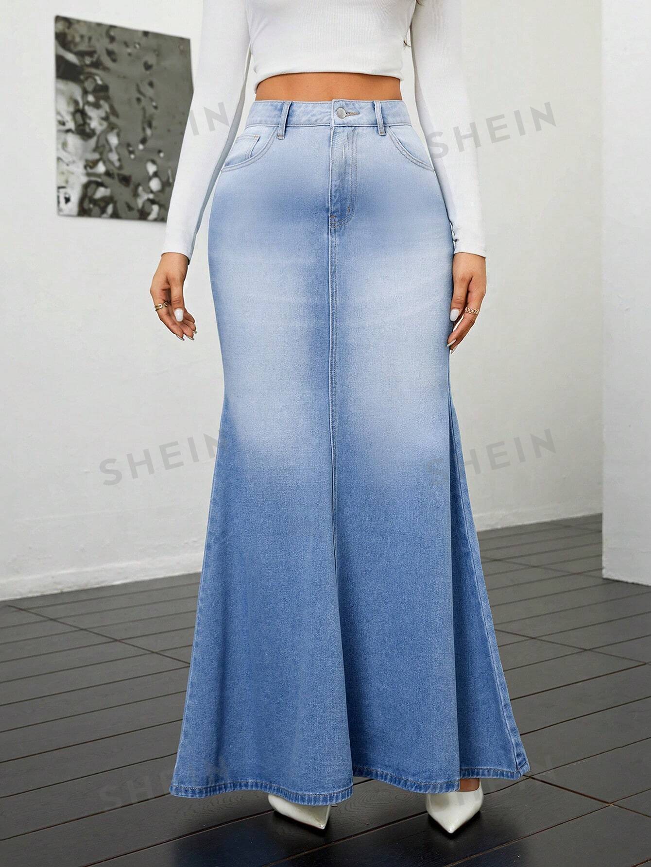 Women'S Blue Denim Mermaid Tail Skirt - NZC Apparel: Nashz Couture