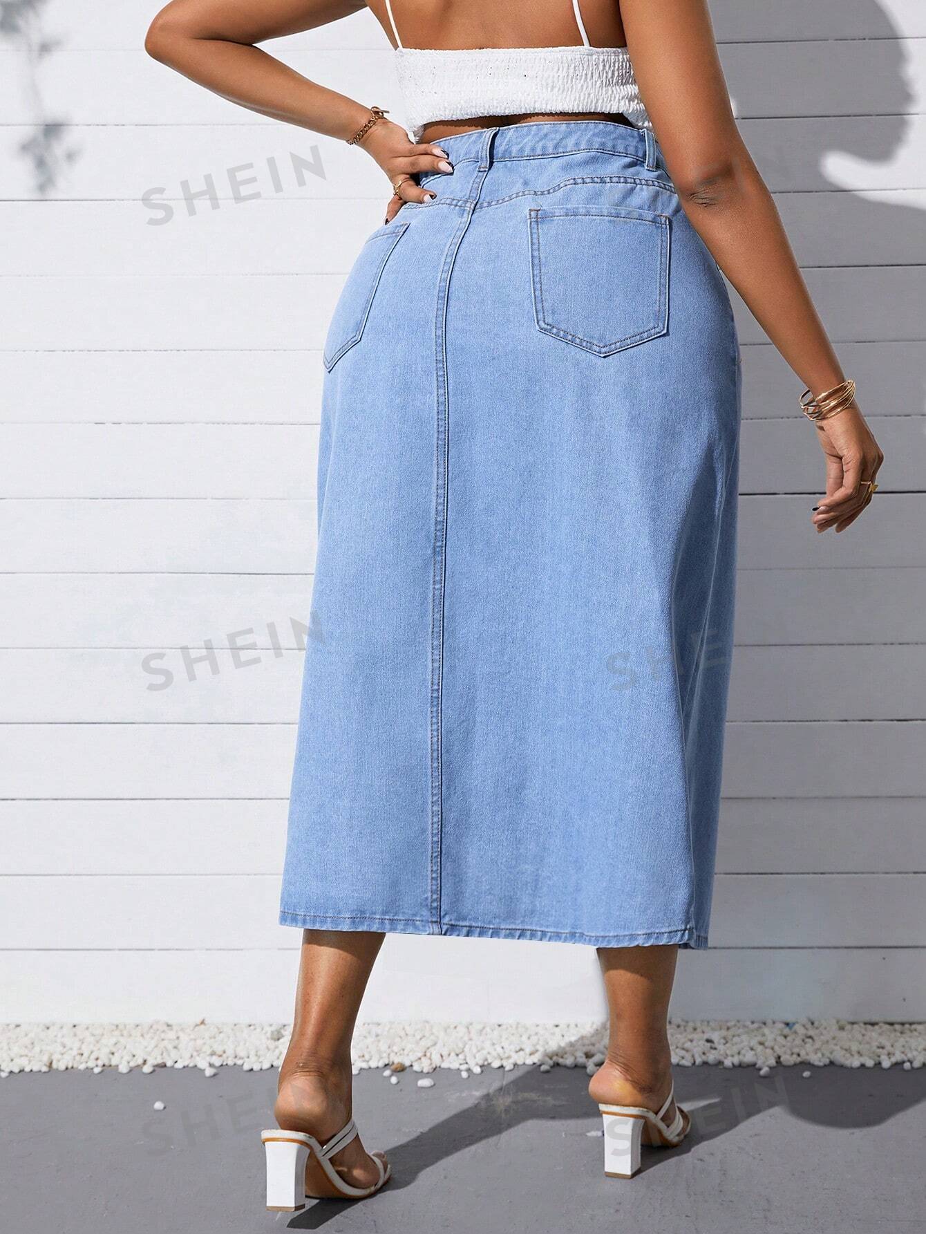 Women's Plus Size Denim Skirt- Without Stretch - NZC Apparel: Nashz Couture