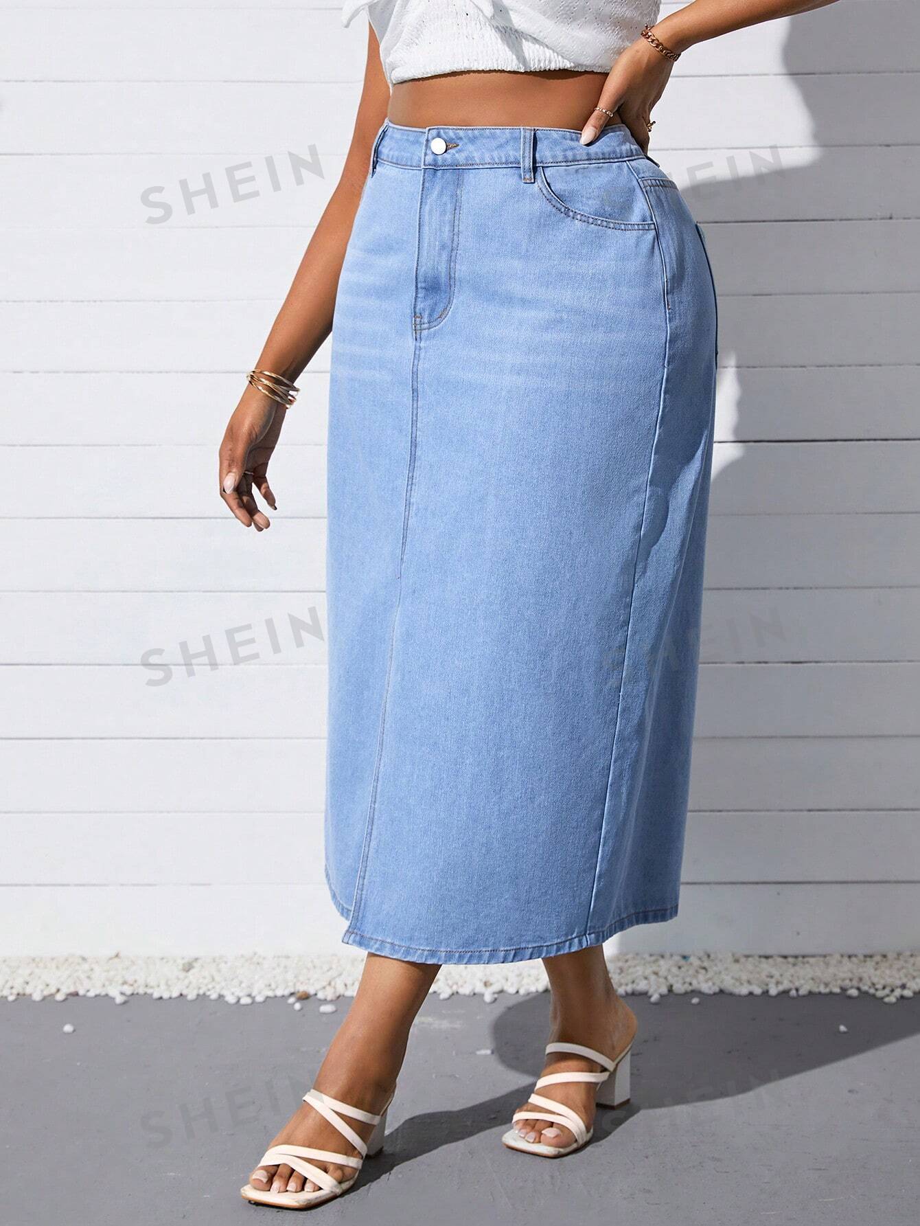 Women's Plus Size Denim Skirt- Without Stretch - NZC Apparel: Nashz Couture