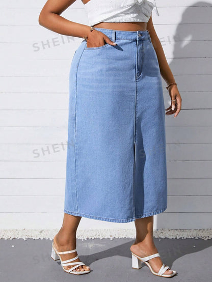 Women's Plus Size Denim Skirt- Without Stretch - NZC Apparel: Nashz Couture