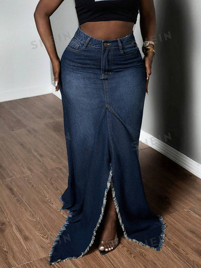 Women's High Mermaid Denim Skirt - NZC Apparel: Nashz Couture