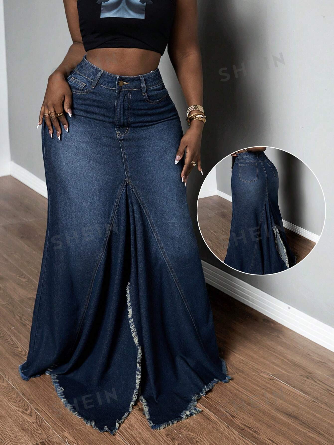 Women's High Mermaid Denim Skirt - NZC Apparel: Nashz Couture