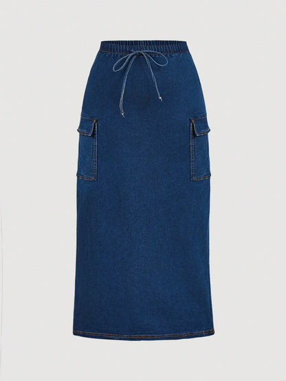 Casual Comfort: Plus Size Denim Maxi Skirt - NZC Apparel: Nashz Couture