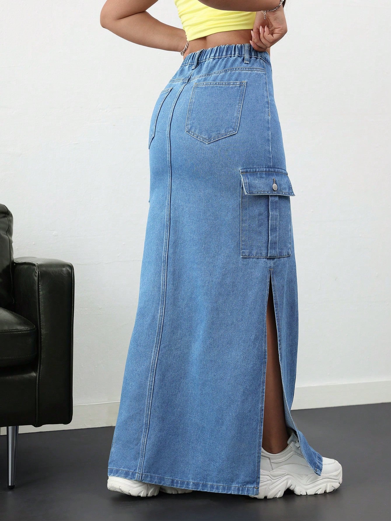 Women's Denim Skirt Side Slit Long Skirt - NZC Apparel: Nashz Couture